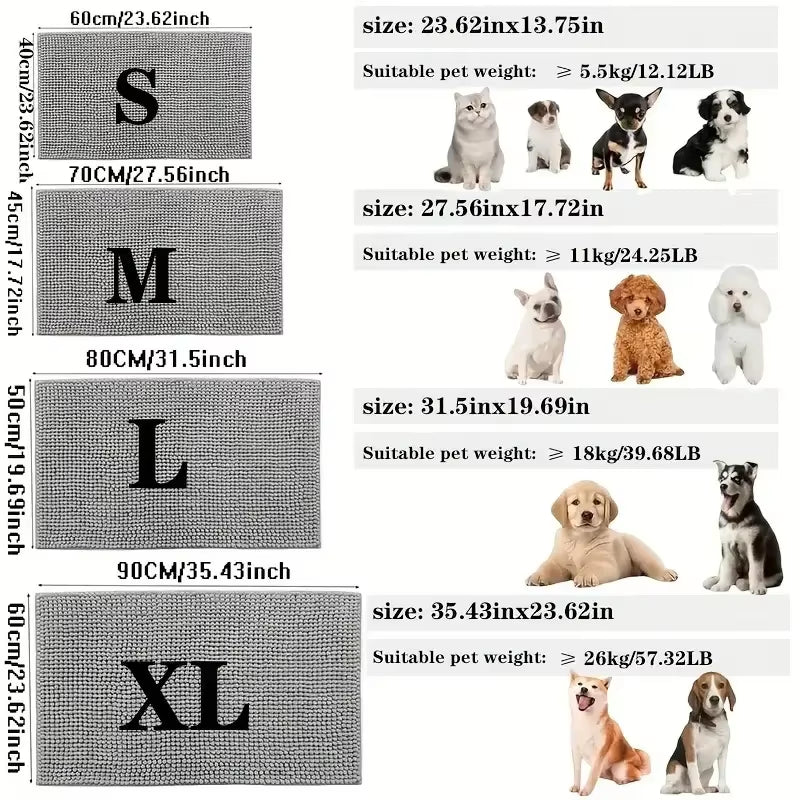 Dog Doormats for Muddy Paws Absorbent Non-Slip Washable Mat Anti-Slip Quick-Drying Microfiber Mud Mat Pet Accessories