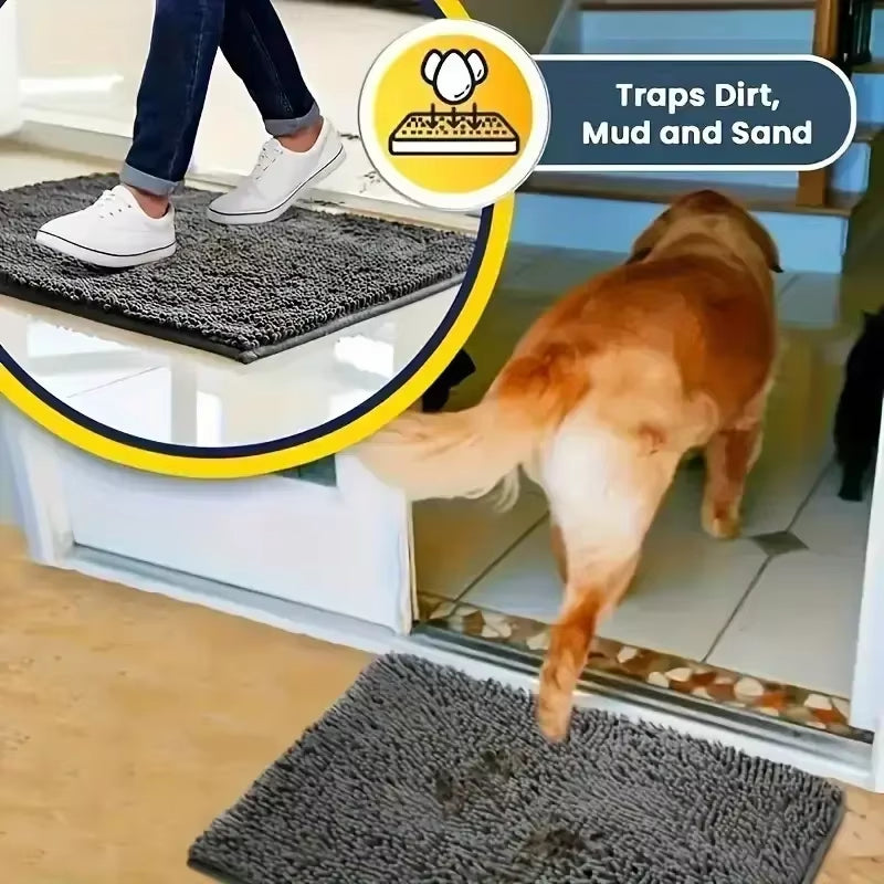 Dog Doormats for Muddy Paws Absorbent Non-Slip Washable Mat Anti-Slip Quick-Drying Microfiber Mud Mat Pet Accessories